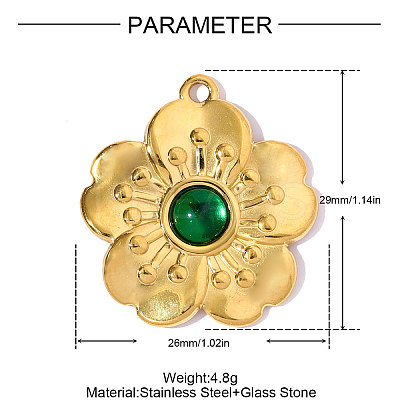 304 Stainless Steel Glass Pendants STAS-OY008-60G-1