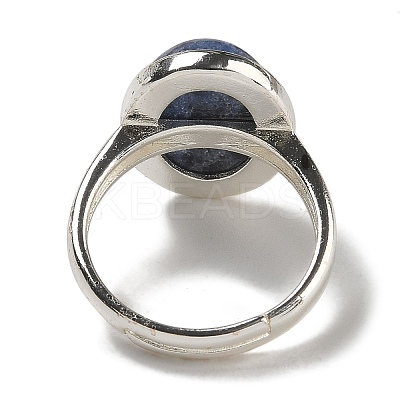 Natural Sodalite Oval Adjustable Rings RJEW-K371-07S-10-1