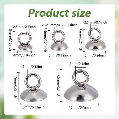 100Pcs 5 Styles 201 Stainless Steel Bead Cap Pendant Bails STAS-GO0001-11-1