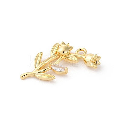 Brass Pave Clear Cubic Zirconia Pendants KK-V016-02G-1
