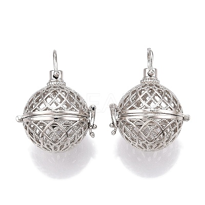 Rack Plating Brass Cage Pendants KK-S751-004P-1