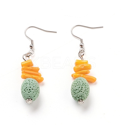 Natural Lava Rock Dangle Earrings EJEW-E260-A08-1