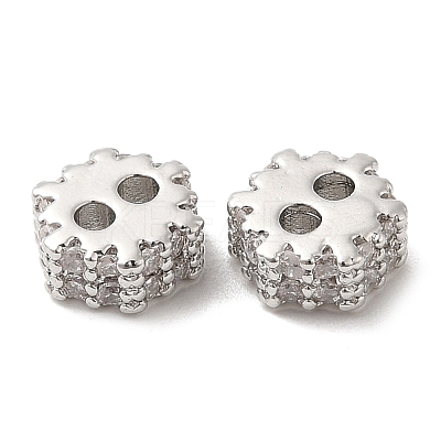 Brass Micro Pave Clear Cubic Zirconia Slide Charms KK-F860-69P-1