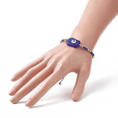 3Pcs 3 Color Evil Eye Lampwork & Glass Seed Braided Bead Bracelets Set for Women BJEW-JB09250-1