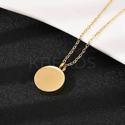 304 Stainless Steel Flat Round Pendant Pet Urn Ashes Necklaces LS-NJEW-S455-01G-1