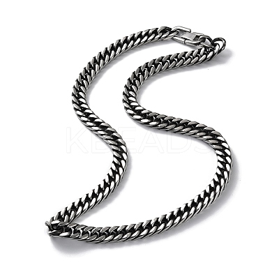 304 Stainless Steel Cuban Link Chain Necklace NJEW-P288-01C-AS-1