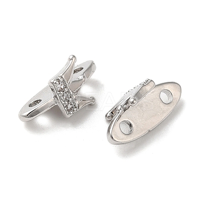 Brass Micro Pave Clear Cubic Zirconia Slide Charms KK-P239-20P-1