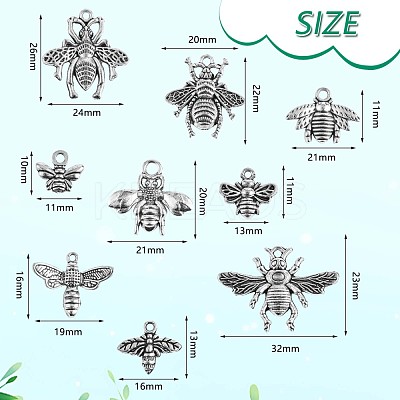 90 Pieces Bee Alloy Charm Pendant Mixed Honey Bee Charm Antique Alloy Insect Charm for Jewelry Making Crafts JX209A-1