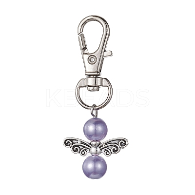 Angel Alloy & Glass Pearl Beads Pendants Decorations HJEW-JM01293-1