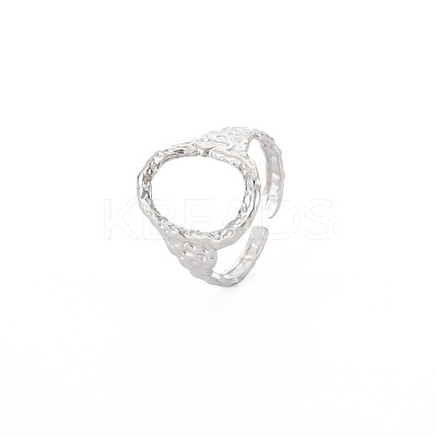 Non-Tarnish 304 Stainless Steel Open Oval Wide Cuff Ring for Women RJEW-S405-167P-1