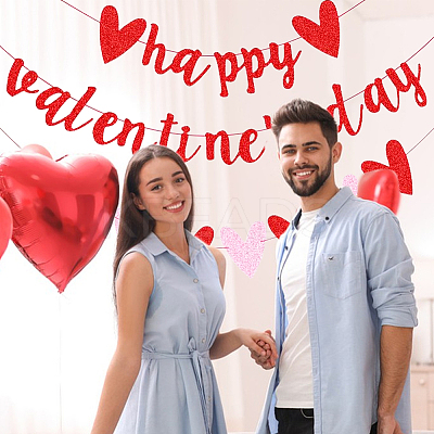 2 Sets 2 Style Valentine's Day Theme Paper Flags AJEW-CP0005-86-1