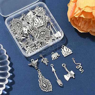 40Pcs 8 Styles Tibetan Style Alloy Pendants TIBEP-FP0001-17-1