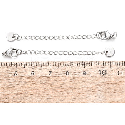 304 Stainless Steel Chain Extender with Flat Round Charms STAS-G383-05P-1