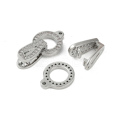 Brass Clear Cubic Zirconia Fold Over Clasps KK-Z078-09P-1