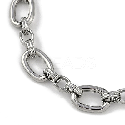 Anti-Tarnish 304 Stainless Steel Oval Link Chain Anklets AJEW-A057-05P-1