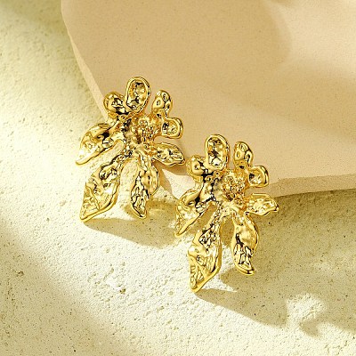 304 Stainless Steel Flower Stud Earrings for Women EJEW-U023-08G-1
