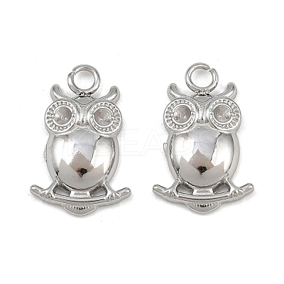 304 Stainless Steel Owl Pendant Rhinestone Settings STAS-H242-02P-1