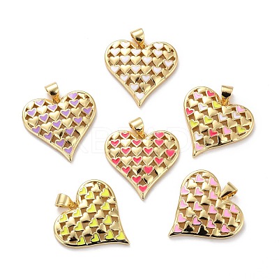 Eco-friendly Brass Enamel Pendants KK-D066-02G-RS-1