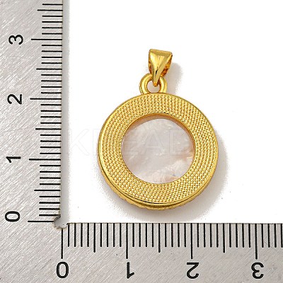 Rack Plating Brass Micro Pave Clear Cubic Zirconia Flat Round Pendants KK-U025-10G-09-1