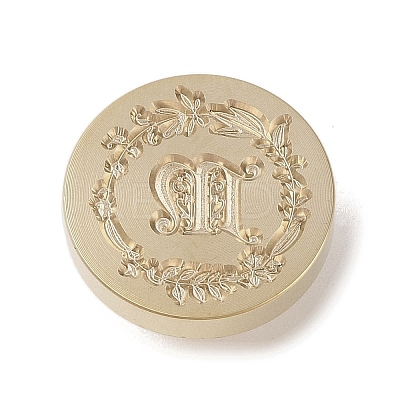 Golden Tone Wax Seal Brass Stamp Head DIY-B079-01G-M-1