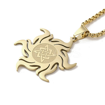 201 Stainless Steel Sun with Knot Pendant Necklaces NJEW-P293-07G-1