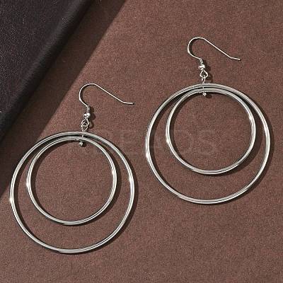 Electroplated 304 Stainless Steel Flat Round Dangle Earrings EJEW-Z129-09P-1