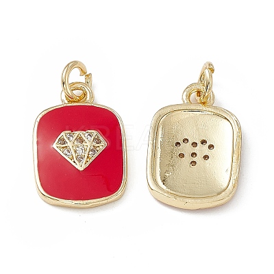 Brass Micro Pave Cubic Zirconia Charms KK-E068-VB442-2-1