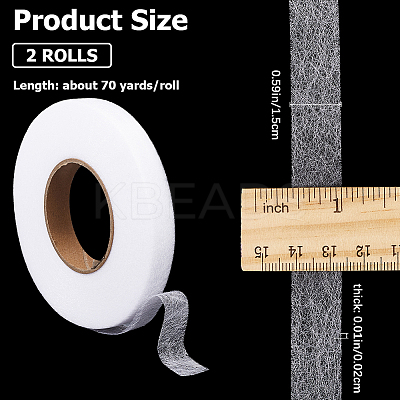 2 Rolls 2 Colors Non-woven Fabric Polyamide Double-sided Hot Melt Adhesive Film DIY-GF0009-34B-1