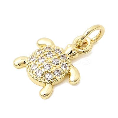 Brass Pave Clear Cubic Zirconia Pendants KK-G554-08A-G-1