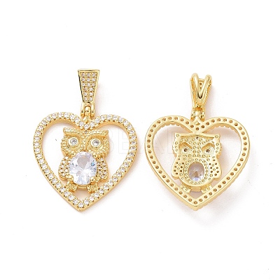Brass Micro Pave Clear Cubic Zirconia Pendants ZIRC-F134-18G-03-1