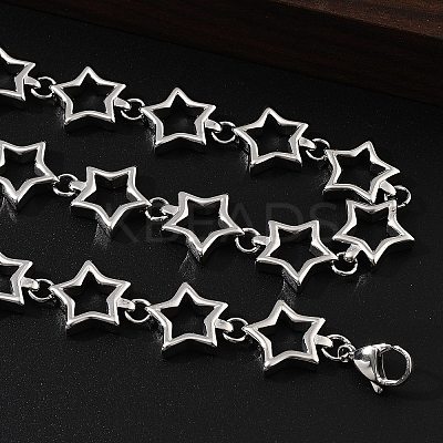 304 Stainless Steel Star Link Chain Necklaces for Women Men NJEW-A043-05P-1