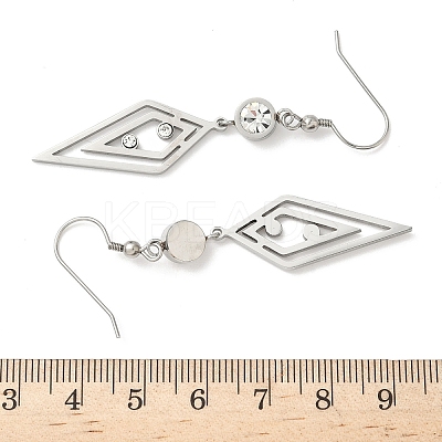 304 Stainless Steel Rhombus Dangle Earrings EJEW-Z129-10P-1