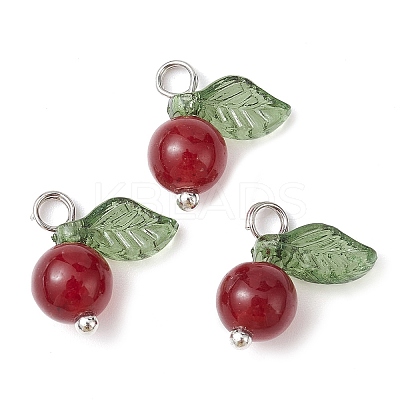 Natural Dyed White Jade Fruit Charms PALLOY-JF02431-04-1