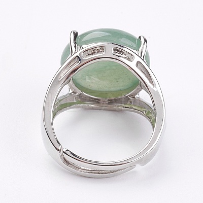 Adjustable Natural Green Aventurine Finger Rings X-RJEW-F075-01K-1
