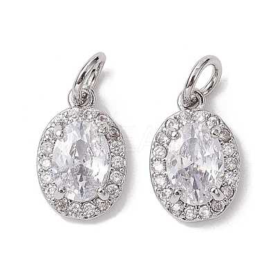 Brass Micro Pave Clear Cubic Zirconia Charms KK-K360-17P-1