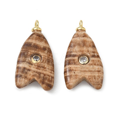 Brass & Natural Gemstone & Cubic Zirconia Pendants GG-CBAD360-20G-02-1