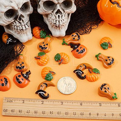 40Pcs 4 Styles Halloween Theme Opaque Resin Cabochons RESI-GF0001-09-1