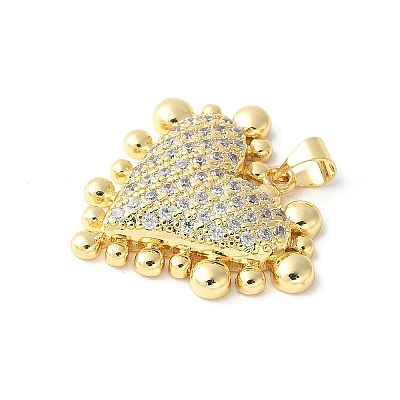 Brass Micro Pave Clear Cubic Zirconia Pendants ZIRC-I071-03G-02-1