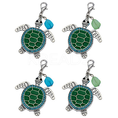 4Pcs 2 Colors Alloy Green Enamel Sea Turtle Pendants Decoration HJEW-FG00025-1