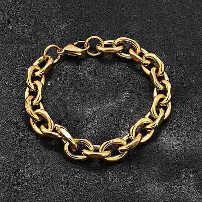 304 Stainless Steel Cable Chain Bracelets for Women LS-BJEW-Q050-01D-G-1