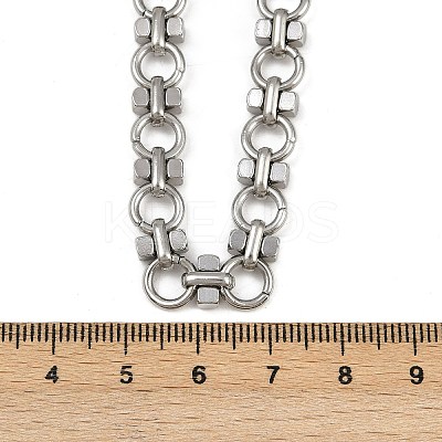 304 Stainless Steel Ring Link Chain Necklaces NJEW-H072-02A-P-1