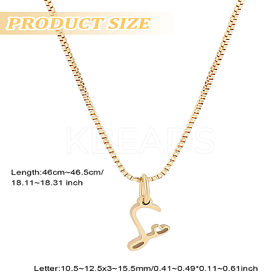 1pc Brass Chain & 304 Stainless Steel Letter Pendant Necklaces NJEW-LP0001-40S-G-1