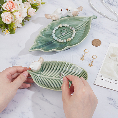2Pcs 2 Style Ceramic Jewelry Plates AJEW-PH0006-43A-1