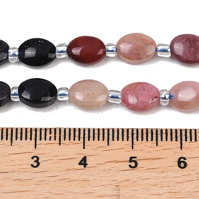 Natural Quartz Crystal & Rhodonite & Unakite & Mookaite & Synthetic Blue Goldstone & Synthetic Agate Beads Strands G-Z135-A11-1