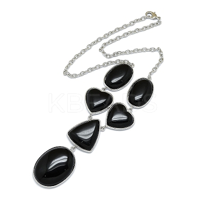 Natural Obsidian Necklaces NJEW-C049-01C-P-1