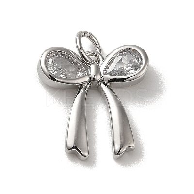 Rack Plating Brass Micro Pave Clear Cubic Zirconia Pendants KK-R158-05P-1