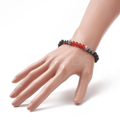 7Pcs 7 Style Natural & Synthetic Mixed Gemstone & Alloy Beaded Stretch Bracelets Set for Women BJEW-JB09236-1