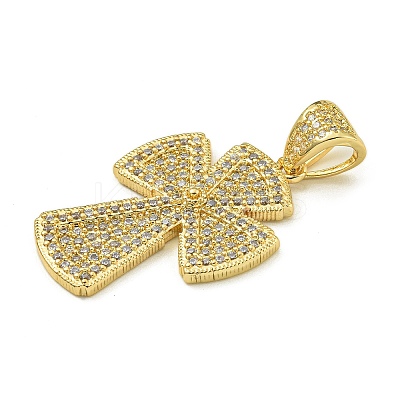 Rack Plating Brass Micro Pave Clear Cubic Zirconia Pendants KK-Z067-03G-01-1