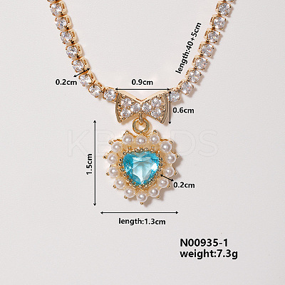 Colorful Sparkling Heart-shaped Necklace with Exquisite Fashionable Style FI4728-1-1