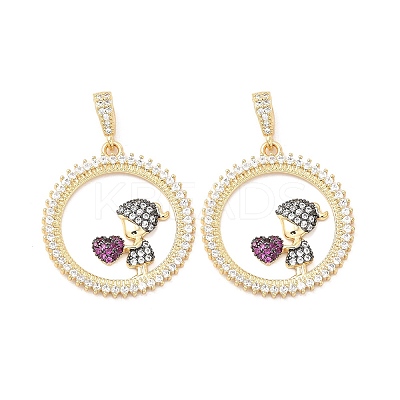 Brass Micro Pave Cubic Zirconia Pendants KK-H441-33G-1